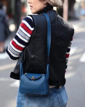 [에르메스] 린디 Mini 19cm Taurillon Clemence/ Bleu Saphir - Gold