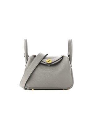 [에르메스] 린디 Mini 19cm Taurillon Clemence/ Gris Asphalte - Gold