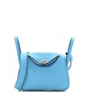 [에르메스] 린디 Mini 19cm Taurillon Clemence/ Bleu Du Nor - Silver