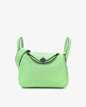 [에르메스] 린디 Mini 19cm Taurillon Clemence/ Avocado Green - Silver