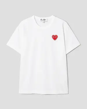 [꼼데가르송] 레드 하트 와펜 라인스톤 티셔츠