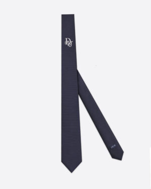 [디올] ERL 로고 자수 실크 넥타이