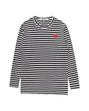 [꼼데가르송] 레드 하트 와펜 스트라이프 긴팔 티셔츠 (6 COLORS)