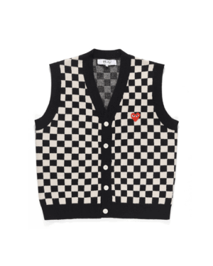 [꼼데가르송] 체커보드 V 니트 조끼 (2 COLORS)