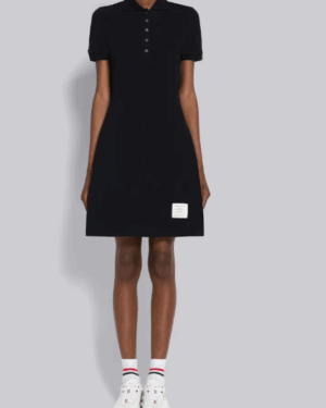 [톰브라운] 피케 리브 거셋 테니스 드레스 네이비