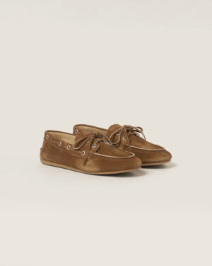 [미우미우] 페이디드 안감 없는 스웨이드 로퍼 5D123E