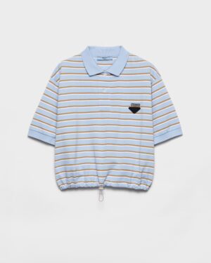 [프라다] 크롭 스트라이프 피케 폴로 셔츠 39609