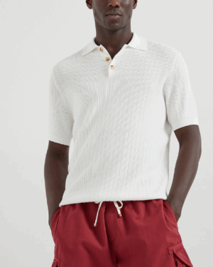 [브루넬로 쿠치넬리] 코튼 와이드 리브 니트 폴로 셔츠 252M29203525P (3COLORS)