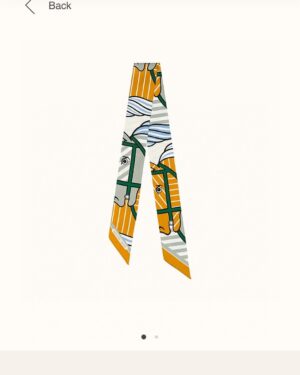 [에르메스] Quadrige Bayadere Twilly 스카프 Ocre Gris Vert