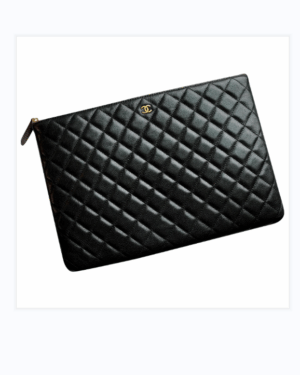 [샤넬] 클래식 클러치 라지 캐비어 블랙 금장 A82552