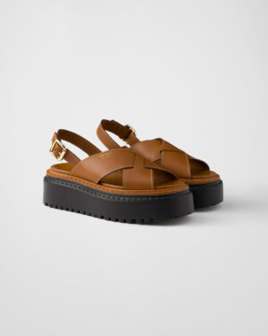 [프라다] 크리스크로스 가죽 샌들 1X925N