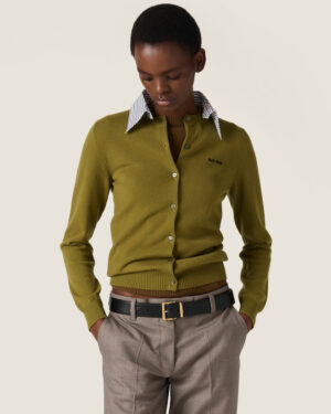 [미우미우] 카라 장식 캐시미어 가디건 MMF990