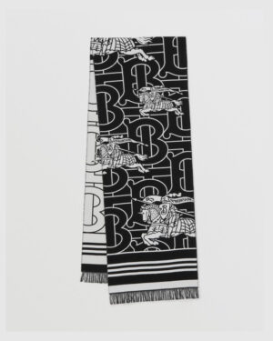 [버버리] 몽타주 장식 실크·울 혼방 자카드 스카프