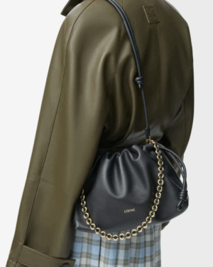 [로에베] 미디움 플라멩코 펄스 나파 램스킨 블랙 A411FCRX02