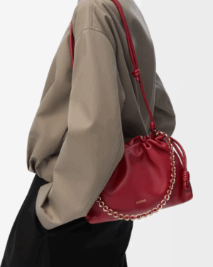 [로에베] 미디움 플라멩코 펄스 나파 램스킨 레드 A411FCRX02