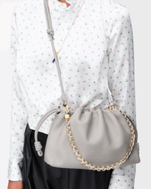 [로에베] 미디움 플라멩코 펄스 나파 램스킨 쉘 그레이 A411FCRX02