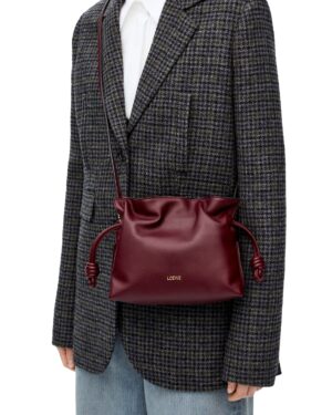 [로에베] 미니 플라멩코 클러치 나파 카프스킨 다크 버건디 A411FC2X73