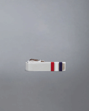 [톰브라운] 실버 애나멜 스트라이프 타이 바 (2 Sizes)