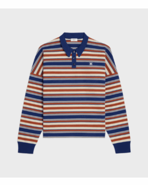 [셀린느] 스트라이프 코튼 폴로 스웨터 네이비 오렌지 RY0BK886Z.FZQ0
