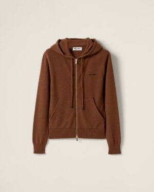 [미우미우] 캐시미어 지퍼업 후드 재킷