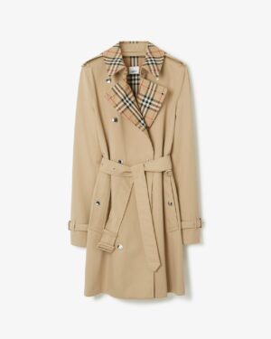 [버버리] 숏 체크 칼라 개버딘 트렌치 코트 허니 8070990 (2 COLORS)