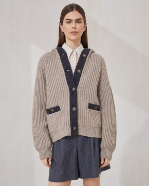 [브루넬로 쿠치넬리] 잉글리시 립 후드 가디건