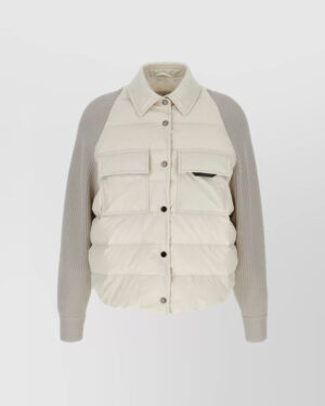 [브루넬로 쿠치넬리] 투머티리얼 샤이니 플랩 디테일 다운 자켓