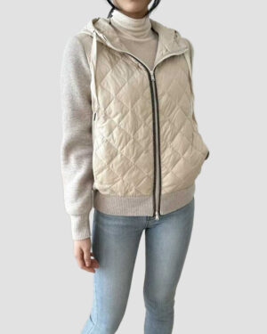 [브루넬로 쿠치넬리] 퀼팅 니트 후디 (2 COLORS)