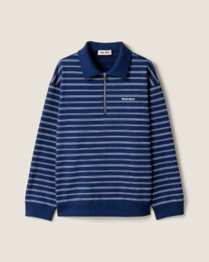 [미우미우] 스트라이프 지퍼 폴로 셔츠