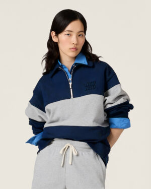 [미우미우] 하프 집업 코튼 스웨트셔츠