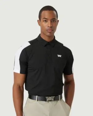 [PXG] 여름 컬러 포인트 타공 카라 숏 슬리브 티셔츠 (2 COLOR)