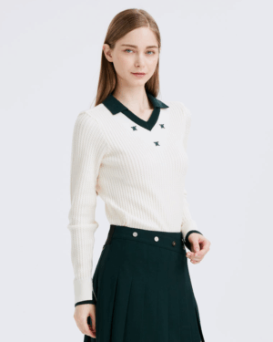 [어뉴골프] 여성용 로고 포인트 케이블 스웨터 (2 COLORS)