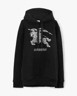 [버버리] 자수 EKD 코튼 후드 블랙