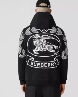 [버버리] 애본데일 백로고 프린팅 기모 후드티 블랙