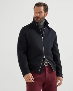 [브루넬로 쿠치넬리] 울 플란넬 더블 클로스 보머 재킷