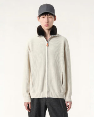 [로로피아나] 탈부착 퍼 칼라 카디건 재킷 (2 COLORS)