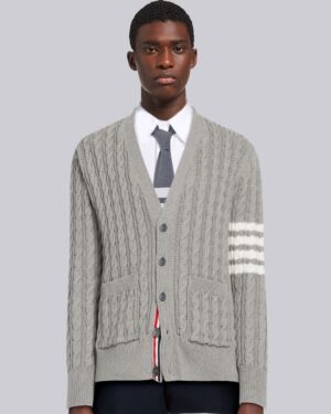 [톰브라운] 코튼 4-바 케이블 니트 브이넥 카디건 (3 COLORS)