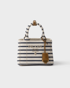 [프라다] 자르디니에르 스트라이프 코튼 캔버스 미니백 1BA038