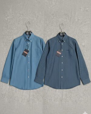 [제냐] 스트라이프 다운버튼 카라 셔츠 (2 COLORS)