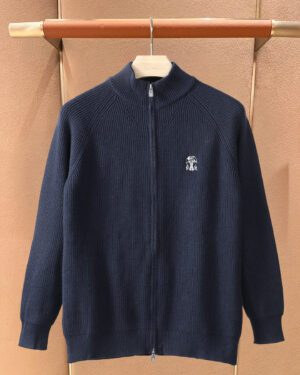 [브루넬로 쿠치넬리] 코튼 울 레글런 립 집업 가디건 (3 COLORS)