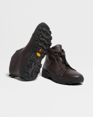 [제냐] 다크 브라운 가죽 트리플 스티치™ 베타 스니커즈