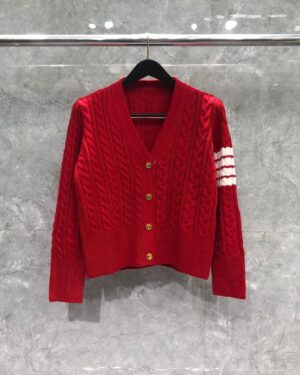 [톰브라운] 여성 4-바 케이블 스티치 숏 가디건