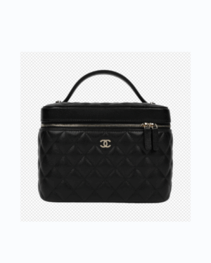 [샤넬] 베니티백 캐비어 블랙 탑 핸들 금장 AP2573