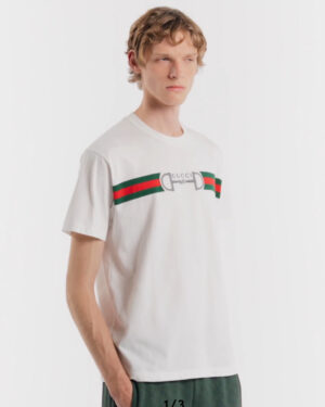 [구찌] 자수 디테일의 코튼 저지 티셔츠 855021