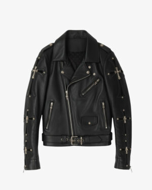 [크롬하츠] 크로스 패치 레더 바이커 재킷(남성용)