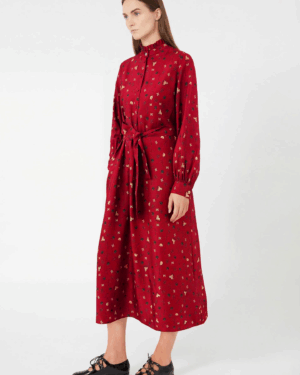 [막스마라] 프린트 실크 타이 웨이스트 드레스