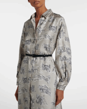 [막스마라] 카르보네 프린트 실크 미디 드레스