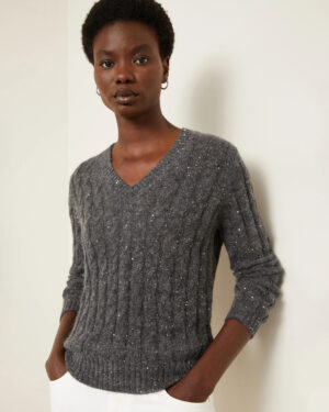 [브루넬로 쿠치넬리] 울 블렌드 V넥 스웨터